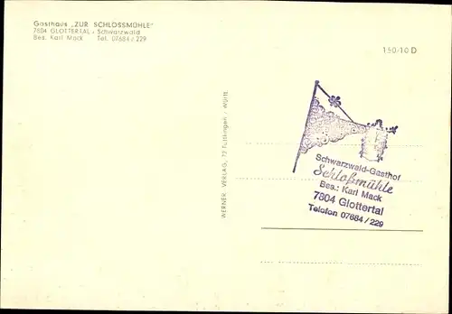 Ak Glottertal im Schwarzwald, Gasthaus zur Schlossmühle