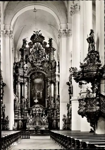 Ak Straubing an der Donau Niederbayern, Karmeliterkirche Innenansicht