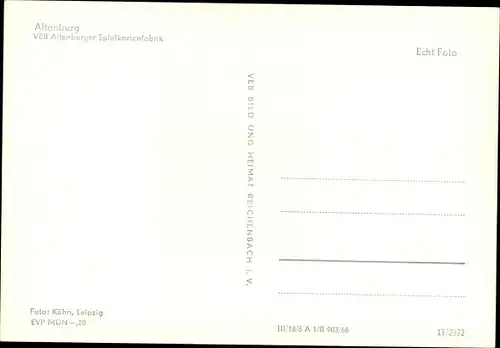 Ak Altenburg in Thüringen, VEB Altenburger Spielkartenfabrik