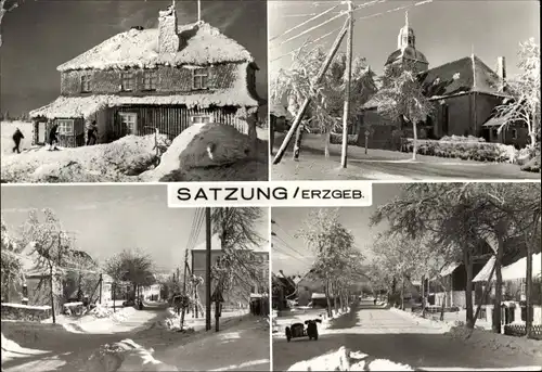 Ak Satzung Marienberg im Erzgebirge, Ortsansicht, Winter