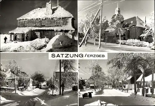 Ak Satzung Marienberg im Erzgebirge, Ortsansicht, Winter