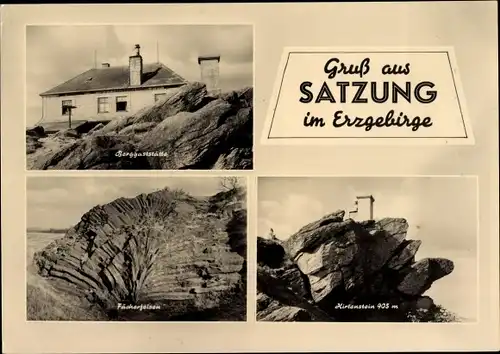 Ak Satzung Marienberg im Erzgebirge, Hirtstein, Berggaststätte, Fächerfelsen