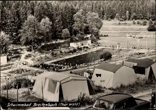 Ak Breitenbach Schleusingen in Thüringen, Schwimmbad, Zelte