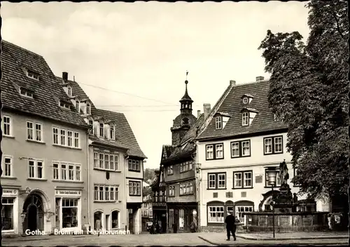 Ak Gotha in Thüringen, Brühl, Marktbrunnen, Geschäfte