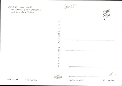 Ak Oberhof im Thüringer Wald, FDGB Erholungsheim Rennsteig und Hotel Ernst Thälmann