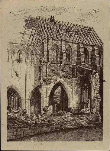 Künstler Ak Rohde, W., Erfurt in Thüringen, Ruine der Barfüßerkirche