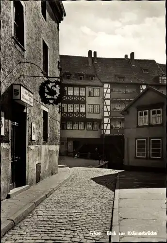 Ak Erfurt in Thüringen, Blick zur Krämerbrücke