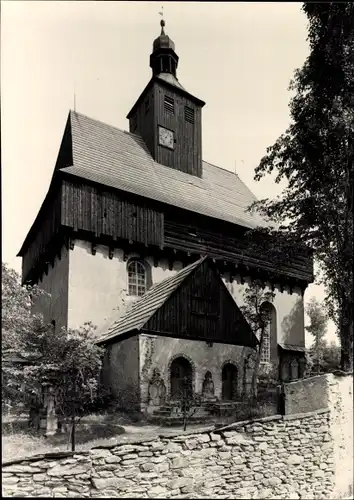 Ak Großrückerswalde im Erzgebirge, Wehrkirche von Süden