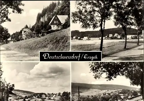 Ak Deutschneudorf im Erzgebirge, Straßenansicht, Panorama