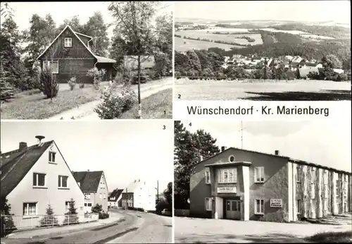 Ak Wünschendorf Lengefeld im Erzgebirge Sachsen, Jagdhütte, Jahnhalle Dorfklub-Gaststätte