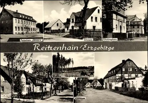 Ak Reitzenhain Marienberg im Erzgebirge, Ferienheim ERMAFA, Schmiede, Erholungsheim, Wildhäuser