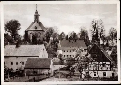 Ak Forchheim Pockau im Erzgebirge, Ortsansicht mit Kirche, Fachwerkhaus, 700 Jahre Forchheim