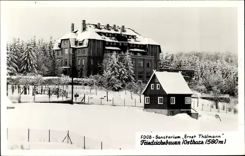 Ak Friedrichsbrunn Thale im Harz, FDGB-Sanatorium Ernst Thälmann, Winter