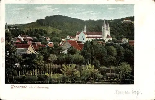 Ak Gernrode Quedlinburg im Harz, Ortspartie mit Stubenberg