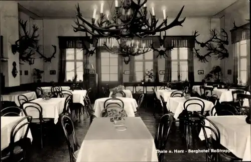 Ak Thale im Harz, Berghotel Roßtrappe, Speisesaal, Geweihe