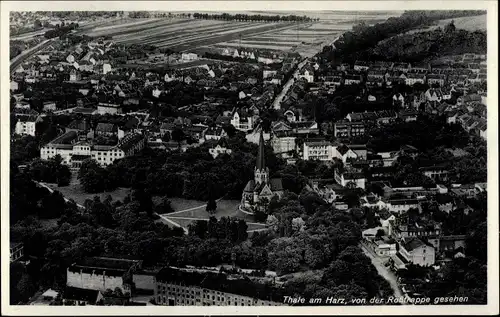 Ak Thale im Harz, Gesamtansicht, Blick von der Roßtrappe