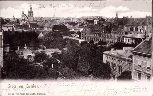 Ak Lutherstadt Eisleben, Ortsansicht mit Kirche