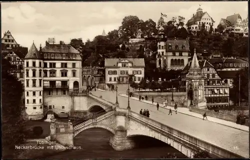 Ak Tübingen am Neckar, Neckarbrücke mit Uhlandhaus