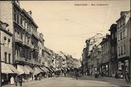 Ak Verviers Wallonien Lüttich, Rue Crapaurue, Geschäfte