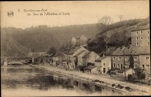 Ak Comblain au Pont Wallonien Lüttich Belgien, Un Coin de l'Ambleve et Liotte