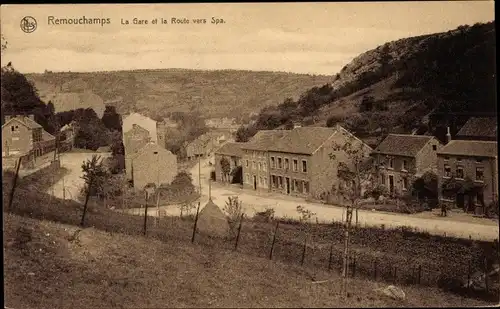 Ak Remouchamps Aywaille Wallonien Lüttich, La Gare et la Route vers Spa