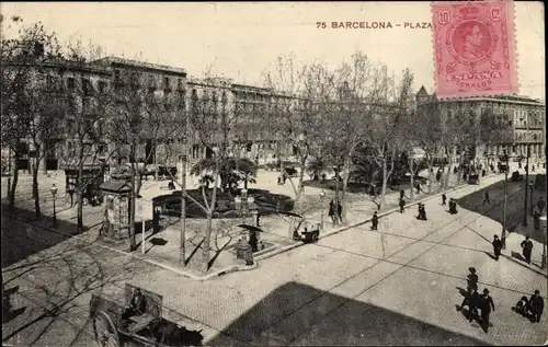 Ak Barcelona Katalonien Spanien, Plaza de Urquinaona