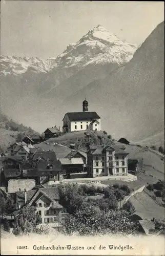 Ak Airolo Kanton Tessin Schweiz, Gotthardbahn, Wassen und die Windgelle