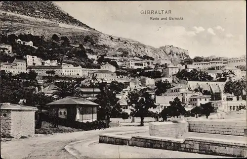 Ak Gibraltar, Rosia and Barracks, Totalansicht, Gebäude
