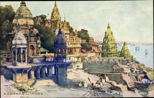 Künstler Ak Varanasi Benares Indien, Tempel