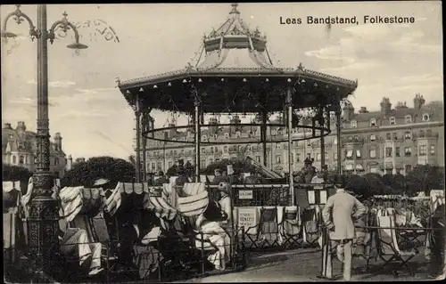 Ak Folkestone Kent South East England, Leas Bandstand