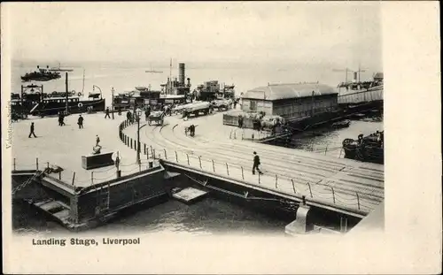 Ak Liverpool North West England, Landing Stage, Hafen, Brücke