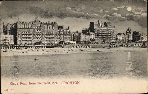 Ak Brighton East Sussex England, King's Road from the West Pier