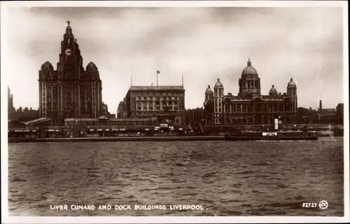 Ak Liverpool North West England, Liver Cunard and Rock Buildings