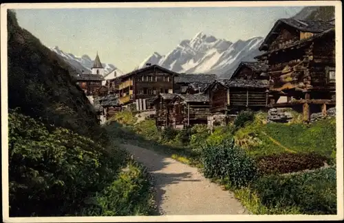 Ak Blatten im Lötschental Kt. Wallis, Sattelhorn, Schienhorn