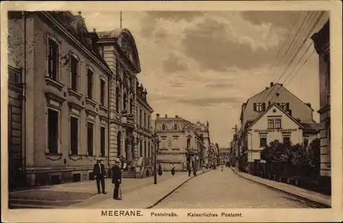 Ak Meerane in Sachsen, Poststraße, Kaiserliches Postamt
