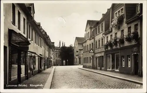 Ak Lunzenau in Sachsen, Königstraße, Geschäfte