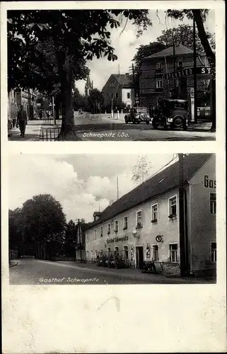Ak Schwepnitz in Sachsen, Standard Tankstelle, Gasthof Schwepnitz