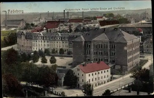 Ak Radeberg in Sachsen, Knabenschule, Kaiser Wilhelm Straße und Glashütten