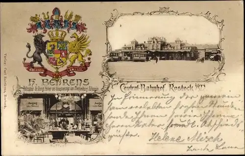 Wappen Ak Rostock in Mecklenburg Vorpommern, Zentralbahnhof, Handlung H. Behrens, Innenansicht