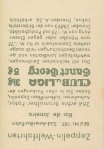 Sammelbild Zeppelin Weltfahrten Nr. 197, Süd-Amerika Fahrt, Rio de Janeiro