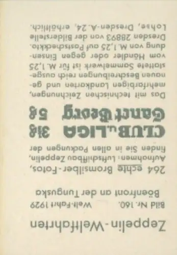 Sammelbild Zeppelin Weltfahrten Nr. 160, Welt-Fahrt 1929, Böenfront an der Tunguska