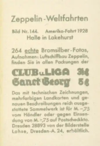 Sammelbild Zeppelin Weltfahrten Nr. 144 Amerika-Fahrt 1928, Luftschiffhalle in Lakehurst