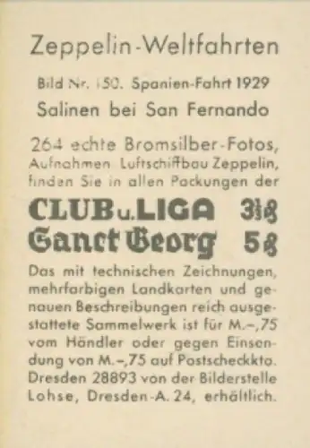 Sammelbild Zeppelin Weltfahrten Nr. 150 Spanien-Fahrt 1929, Salinen bei San Fernando