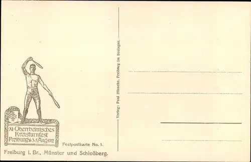 Passepartout Wappen Ak Freiburg im Breisgau, Oberrheinisches Kreisturnfest 1912, Ort, Kirche