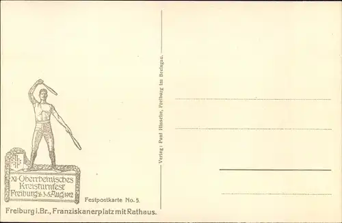 Ak Freiburg im Breisgau, Oberrheinisches Turnfest 1912, Straßenpartie, Litfaßsäule