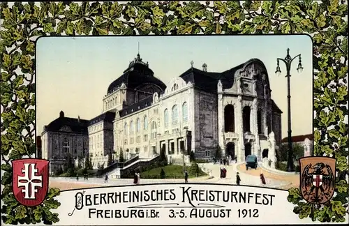 Ak Freiburg im Breisgau Baden Württemberg, Oberrheinisches Kreisturnfest August 1912, Stadttheater