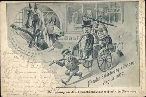 Ak Hamburg, Droschkenkutscher Streit 1902