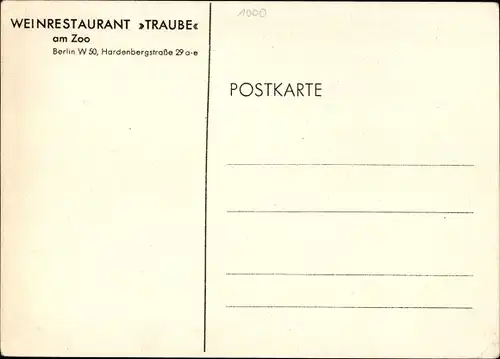 Künstler Ak Berlin Mitte, Weinrestaurant Traube, Hardenbergstraße 19, Stadt Pilsen, Autos