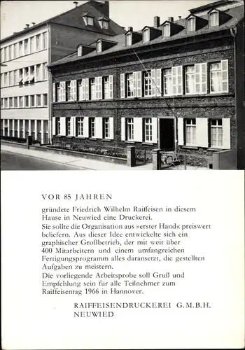 Ak Neuwied am Rhein, Raiffeisen Druckerei