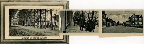 Leporello Ak Hoogeveen Drenthe, Stationsweg, Kerkgang
